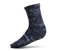 ENDURA Men's Grid Floral Ltd Print Cycling Socks, Black, S-M
