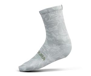 ENDURA Men's Grid Floral Ltd Print Cycling Socks, Mains Grey, S-M