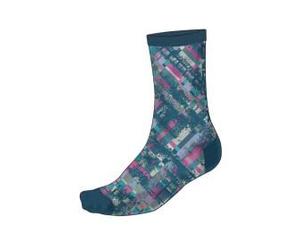 ENDURA Men's Patchwork Ltd Print Cycling Socks, Barra Blue, L-XL