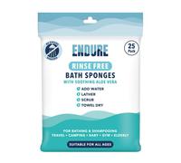 Endure Salviette per doccia e bagnoschiuma, perfette per campeggio, festival, palestra e viaggi, salviette asciutte con sapone detergente delicato, basta aggiungere acqua (25 per confezione).
