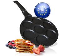 endusor Padella Pancake a induzione - Ø26cm padella per pancake antiaderente | Per Fornelli a Induzione Gas Ceramica Elettrici Alogeni | Piastra 7 stampi per Pancakes Uova Fritte Frittate Poffertjes