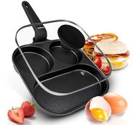 endusor Padella pancake uova bacon e verdure - 21cm padella per pancakes antiaderente con coperchio | Per Fornelli a Induzione Gas Ceramica Elettrici | Piastra Uova Frittata Muffin Bacon Burger