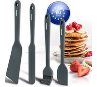 endusor Spatole Cucina in Silicone per Padella Pancake - Set da 4 inclusa paletta speciale per pancakes uova crepes frittate omelette tigelle | resistente fino a 320°C + lavabile in lavastoviglie