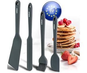 endusor Spatole Cucina in Silicone per Padella Pancake - Set da 4 inclusa paletta speciale per pancakes uova crepes frittate omelette tigelle | resistente fino a 320°C + lavabile in lavastoviglie