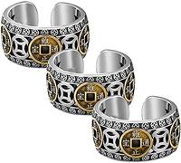 Endxedio Richluck Max Force - Anello regolabile con cinque monete imperatori, aperto con cinque monete imperatori, attira ricchezza denaro e fortuna, anello Feng Shui cinese per uomini e donne,