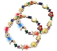 Endyniner Braccialetto con ciondoli celesti, catena a maglia con cristalli multicolore, braccialetto con stelle e luna e sole, regalo scintillante per donne e ragazze amanti dell'astrologia, one size