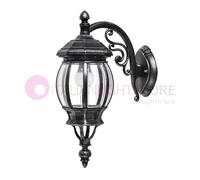 ENEA Applique Lanterna Alluminio Esterno Classica NERO-ARGENTO GARDENLIGHT