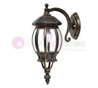 ENEA Applique Lanterna Parete Alluminio Esterno Classica NERO-ORO GARDENLIGHT