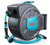 ENEACRO Avvolgitubo retrattile da parete 35+2M, girevole a 180° con ugello spray 10 in 1 e tubo di piombo, Riavvolgimento Automatico con Sistema di Blocco, Garden Hose Reel