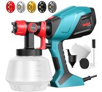ENEACRO HVLP Pistola a Spruzzo Elettrica 700W con Contenitore da 1200ml, Flusso e Angolo di Spruzzatura Regolabili, 5 Ugelli in Ottone e Motivo di Spruzzo Girevole a 360° per Interni ed Esterni Casa