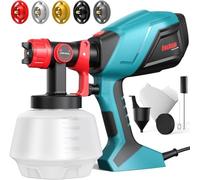 ENEACRO HVLP Pistola a Spruzzo Elettrica 720W con Contenitore da 1200ml, Flusso e Angolo di Spruzzatura Regolabili, 5 Ugelli in Ottone e Motivo di Spruzzo Girevole a 360° per Interni ed Esterni Casa