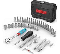 ENEACRO Set Chiavi a Bussola 46 Pezzi con 1/4", Bussole, Estensioni, Bits, Acciaio Cromo-Vanadio, Custodia Inclusa - Set Chiavi a Cricchetto Completo