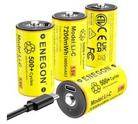 ENEGON 4 Batterie Ricaricabili al Litio C/LR14, 1,5 V 7200mWh, con Cavo di Ricarica Rapida USB-C, Compatibili con Lettori CD, Radio, Torce Elettriche, Luci di Emergenza e Giocattoli per Bambini