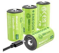 ENEGON 4 batterie ricaricabili C/LR14, 1,5 V, 7200 mWh con cavo di ricarica rapida USB-C - Ideale per lettori CD, radio, torce, luci da campeggio/emergenza, giocattoli per bambini