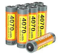 ENEGON 8-Pack pile AA ricaricabili al litio 4070 mWh 1,5 V, ricaricabili esclusivamente con caricabatterie specifico per litio. Elevate prestazioni per controller di gioco, serrature intell