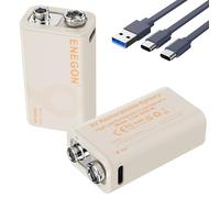 ENEGON 9V 2 pacchi Batterie Litiche Ricaricabili 3,7Wh/1000mAh Tipo-C Carica Veloce, 9V/0,6A Uscita Stabile, Compatibile con Multimetro/Microfono Wireless/Rilevatore di Fumo e Altri - 6F22