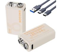 ENEGON 9V 2 pacchi Batterie Litiche Ricaricabili 3,7Wh/1000mAh Tipo-C Car Giallo