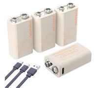 ENEGON 9V Confezione da 4 batterie litio ricaricabili 3,7Wh/1000mAh Tipo-C