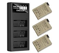 ENEGON Baterías para cámara LP-E8 Paquete de 3 (1980mAh) con cargador LED de 3 ranuras, compatible con Canon EOS Rebel T2i, T3i, T4i, T5i / Kiss X4, X5, X6i, X7i / EOS 550D, 600D, 650D, 700D