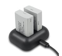 ENEGON Batteria di ricambio (2-Pack) e caricatore rapido doppio per Canon LP-E5 e Canon EOS Rebel XS, Rebel T1i, Rebel XSi, 1000D, 500D, 450D, Kiss X3, Kiss X2, Kiss F
