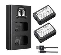 ENEGON Batterie NP-FW50 (2 x 1300 mAh) + caricatore LCD intelligente USB doppio ingresso - con Sony Alpha ZV-E10, A6500, A6400, A6300, A6000, A7, A7S, A7S II, A5100