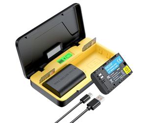 ENEGON Caricabatterie Veloce LP-E6/LP-E6N 20W, Doppio Alloggiamento (2x2000mAh), Compatibile con Canon EOS 5D, 5D Mark II, 6D, 7D, 60D, 70D, 80D, 90D, XC10, XC15, Display LCD