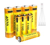 ENEGON Confezione AA AA: 4 batterie AAA + 4 AA al litio ricaricabili USB-C, AAA 1100 mWh/AA 4070 mWh, 1,5 V costanti, cavo di ricarica 1-a-4, per telecomandi, bilance, tastiere e mouse