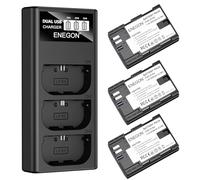 ENEGON LP-E6 Batterie (3 × 3000 mAh) con caricatore a 3 slot con display LCD, compatibile con fotocamera Canon EOS 5D, EOS 5D Mark II, EOS 6D, 7D, 60D, 70D, 80D, 90D, XC10, XC15