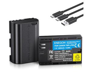 ENEGON LP-E6/LP-E6N, batteria di ricambio USB-C a carica diretta, 2000 mAh, per Canon LP-E6 Akuu, compatibile con Canon Eos 5D/5D Mark III/5D Mark IV, Canon Eos 6D/6d Mark II, Canon Eos