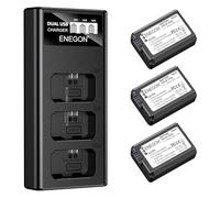 ENEGON NP-FW50 - Set di 3 batterie da 1300 mAh e caricabatterie LCD a 3 alloggiamenti per Sony Alpha A6000 A6300 A6400 A6500 ZV-E10 7RM2 A7SM2 A7M2 A7 II A7R II A7S II A500000 A510 A510 A510 5100 cm