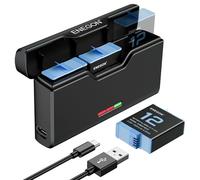 ENEGON Pack 3 batteria ricaricabili 1800mAh per GoPro Hero 12, 11, 10, 9 con caricatore triplo USB e custodia con funzione di ricarica (3 batterie + caricabatterie)
