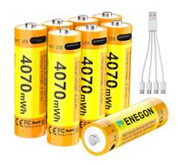 ENEGON Set da 8 batterie Ricaricabili AA Litio USB-C 4070 mWh 1,5V Tensione Cost