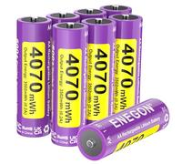 ENEGON Set di 8 batterie al litio AA 4070 mWh, 1,5 V, alte prestazioni per controller di gioco, serrature intelligenti, telecamere di sorveglianza, viola