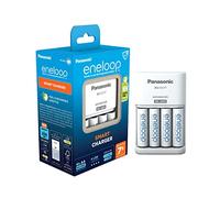 eneloop Caricabatterie Smart per Batterie AA/AAA Ni-MH, Include 4 Batterie AA 2000 mAh, 100-240V, Ricarica in 7 Ore