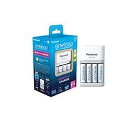 eneloop Caricabatterie SmartPlus per Batterie AA/AAA Ni-MH, Include 4 Batterie AA 2000mAh, Ricarica Rapida 1,5 Ore, con LED e 10 Funzioni di Sicurezza