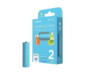 Eneloop Panasonic BK-3LCCE/2BE Eneloop Lite Batterie Ricaricabili Stilo AA, Blister 2, Azzurro
