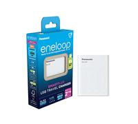 Eneloop SmartPlus Travel caricabatterie USB, per 1-4 batterie ricaricabili AA/AAA, 2.25 ore tempo di ricarica, 10 funzioni di sicurezza, 4 batterie Eneloop AA (2000 mAh) incluse