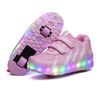 ENEN 2 in 1 Pattini a Rotelle Scarpe per Bambina e Bambino, Scarpe con 4 Ruote per Ragazze e Ragazzi Scarpe da Skateboard con Ruote Sportive da Esterno