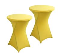 ENEN 2 pezzi Tovaglia da Cocktail in Spandex Elasticizzato Tinta Unita, Tasca per Piedini, Antimacchia Lavabile Antirughe Copritavolo Tavola Alto Feste Eventi Matrimonio (Giallo,60x110cm)