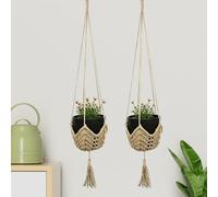 ENEN 2 Pezzi Vasi Sospesi per Piante da Esterno Interno, Vasi per Piante da Appendere in Macramè Facile da Appendere Boho Decorazioni da Giardino per Casa Balcone Soffitto (Marrone,2 Pezzi)