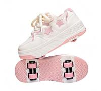 ENEN 2025 Sportive Scarpe da Skateboard 4 Ruote, Scarpe con Rotelle Bambina Bambino, Skateboard Sneakers Outdoor Multisport Ginnastica da Pattini per Ragazze e Ragazzi (Rosa,33)