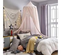 ENEN Baldacchino per Letto Bambina Zanzariera a Cupola per Lettino/Culla, Principessa Baldacchino in Tinta Unita, Tenda da Gioco con pompon, Decorazione per Cameretta dei Bambini (Rosa Chiaro)