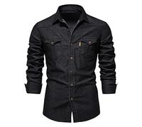 ENEN Camicia Denim Uomo Maniche Lungo, Camicia a Jeans da Uomo Regular Fit Casual Maglietta in Denim Top Moda Lavoro Camicie Elegante Taglie Forti Business Abbottonato Shirt