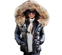 ENEN Cappotto Piumino Cotone Imbottito Parka Cappuccio Donna Invernali Elegante Giubbotto Trincea Addensare Caldo Leggero Piuma Maniche Lunghe Felpa Giacca Outwear (Nero 2,M)