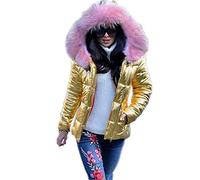 ENEN Cappotto Piumino Cotone Imbottito Parka Cappuccio Donna Invernali Elegante Giubbotto Trincea Addensare Caldo Leggero Piuma Maniche Lunghe Felpa Giacca Outwear (D'oro,S)