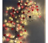 ENEN Catena luminosa interno, Luci del Ramo Pieghevole, Bianco caldo LED Stringa Luci, per Luci Decorative per la Casa, Matrimonio, Decorazione per Feste (Rose rosse,1.8m/96L)