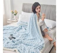 ENEN Coperta Plaid Pile Morbida Calda Flanella Di Microfibra Letto Copertina Invernale Flanella ispessita Singolo Matrimoniale per Divano Coperta Morbida Leggera (Azzurro,200 * 230)