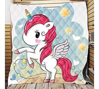 ENEN Copriletto Trapuntato Matrimoniale Singolo Elegante Coperta Trapunta Morbida Unicorno Microfibra Imbottitur Antipolveri Copri Letto per Bambini Adulti (Stella Unicorno,96 * 114cm)