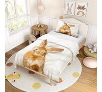 ENEN Copripiumino Singolo Bambina, Copripiumino Letto Singolo Ragazzo, Copripiumino 3D Coniglio Set Copripiumino Singolo per Bambini e Ragazzi (135x200cm,Sogno)