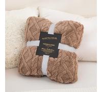 ENEN Flanella Coperta Plaid Pile Morbida Calda di Microfibra Letto Jacquard Copertina Invernale Singolo Matrimoniale per Divano Coperta Morbida Leggera (Marrone,100x150)